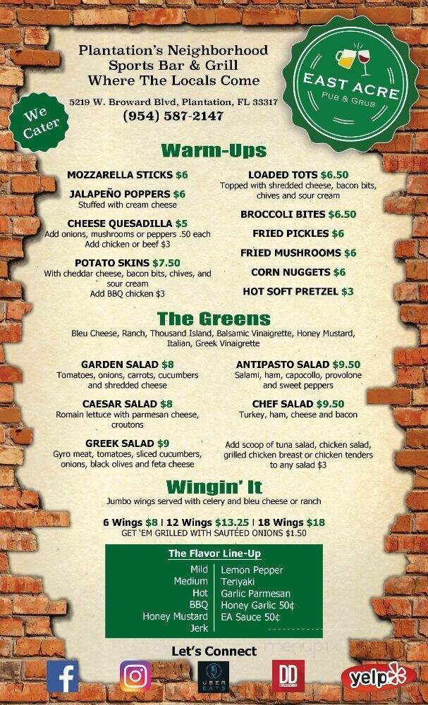 Jeannie's Pub & Grub - Plantation, FL menu_pic
