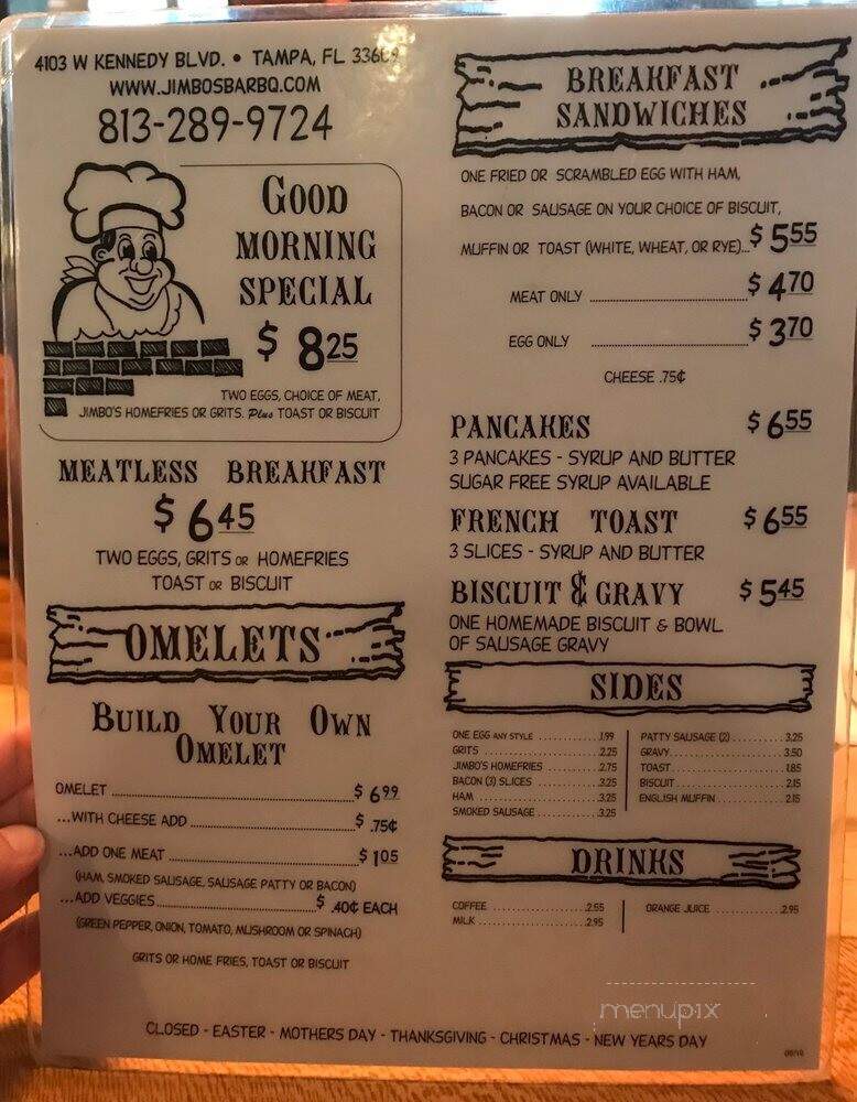 Jimbo's Pit Bar-B-Q Of Tampa - Tampa, FL menu_pic