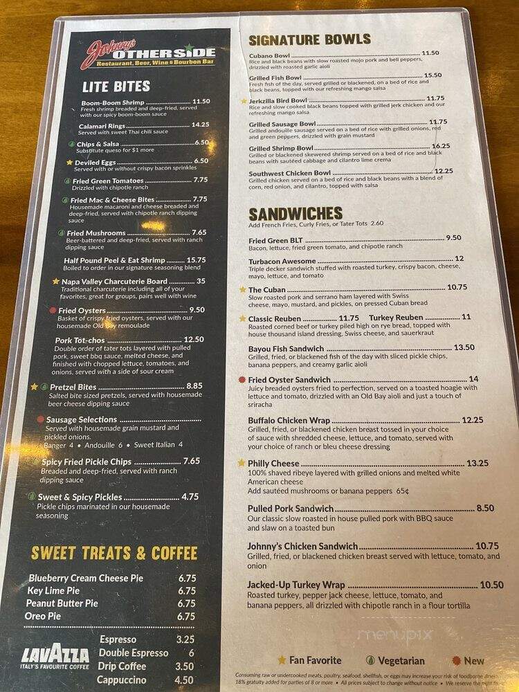 Johnny's Fillin Station - Orlando, FL menu_pic