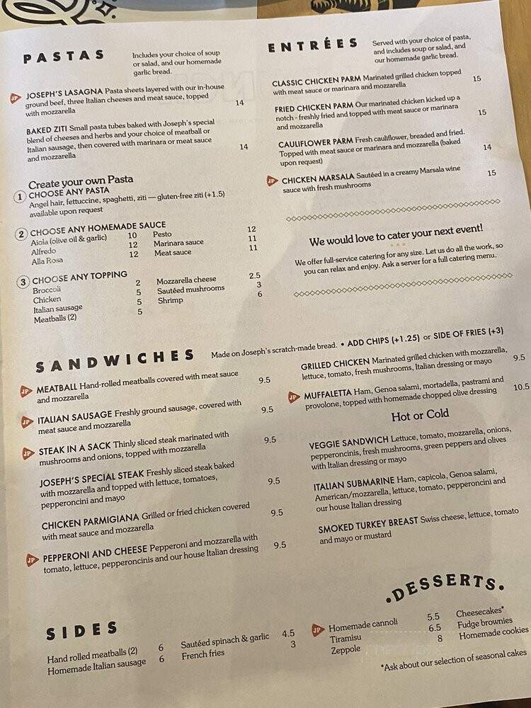 Joseph's Italian Restaurant - Atlantic Beach, FL menu_pic
