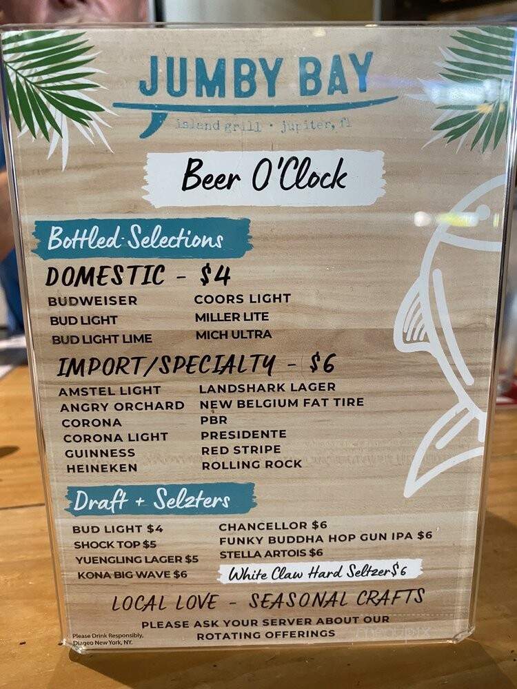 Jumby Bay Island Grill - Jupiter, FL menu_pic