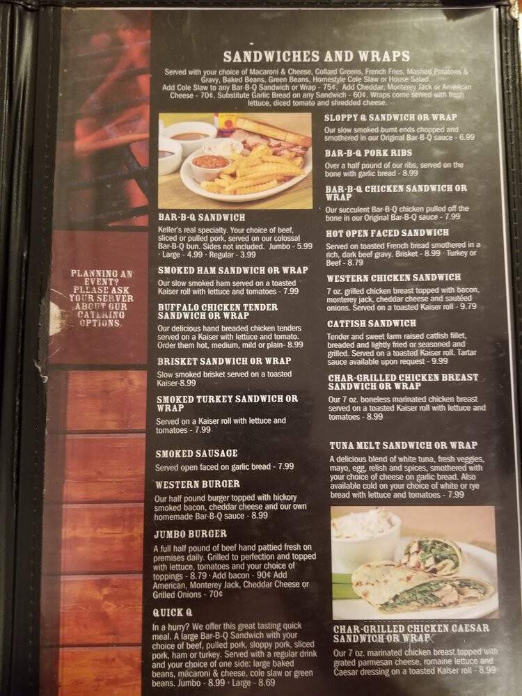 Keller's Bar-B-Q - Lake Mary, FL menu_pic