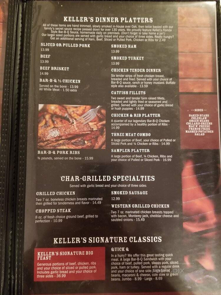 Keller's Bar-B-Q - Lake Mary, FL menu_pic