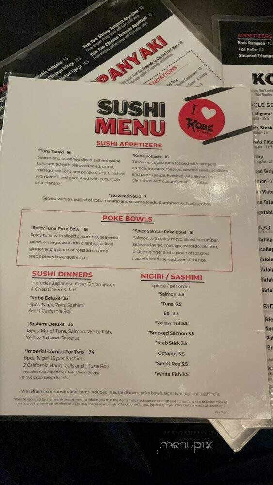 Kobe' Japanese Steak House - Orlando, FL menu_pic