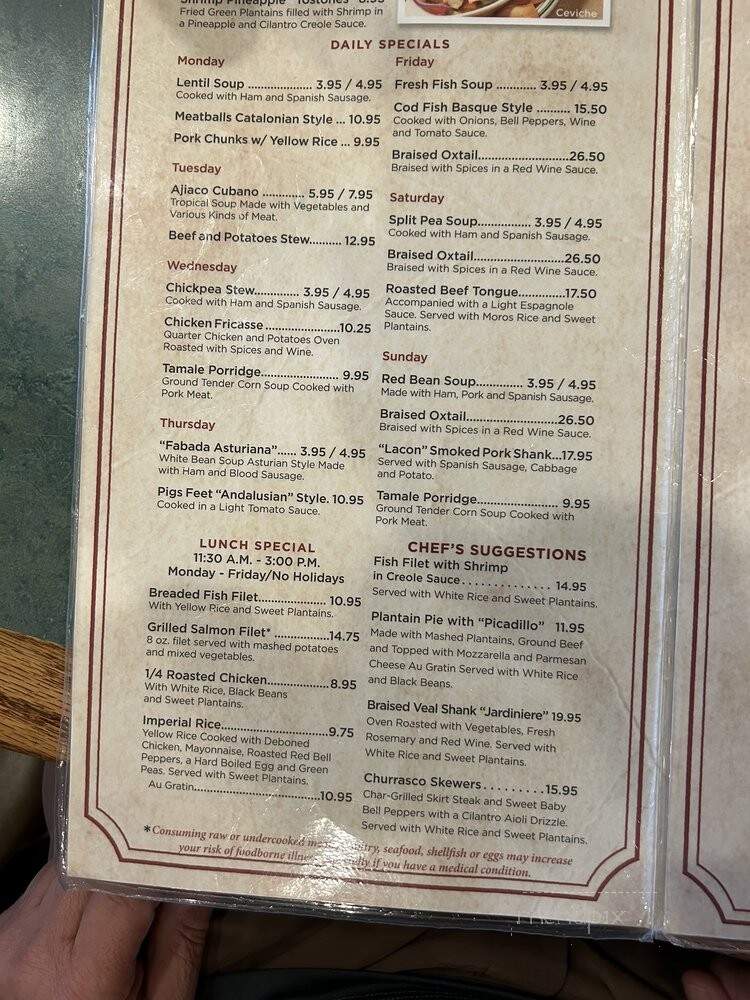 La Carreta Restaurant - Doral, FL menu_pic