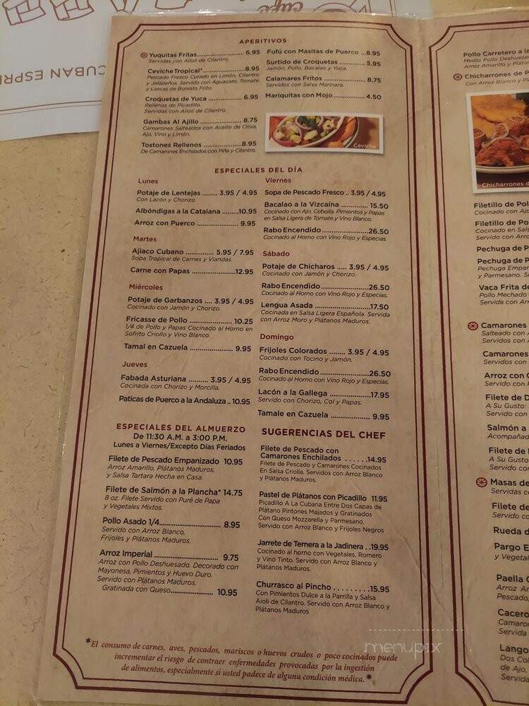 La Carreta Restaurant - Miami, FL menu_pic