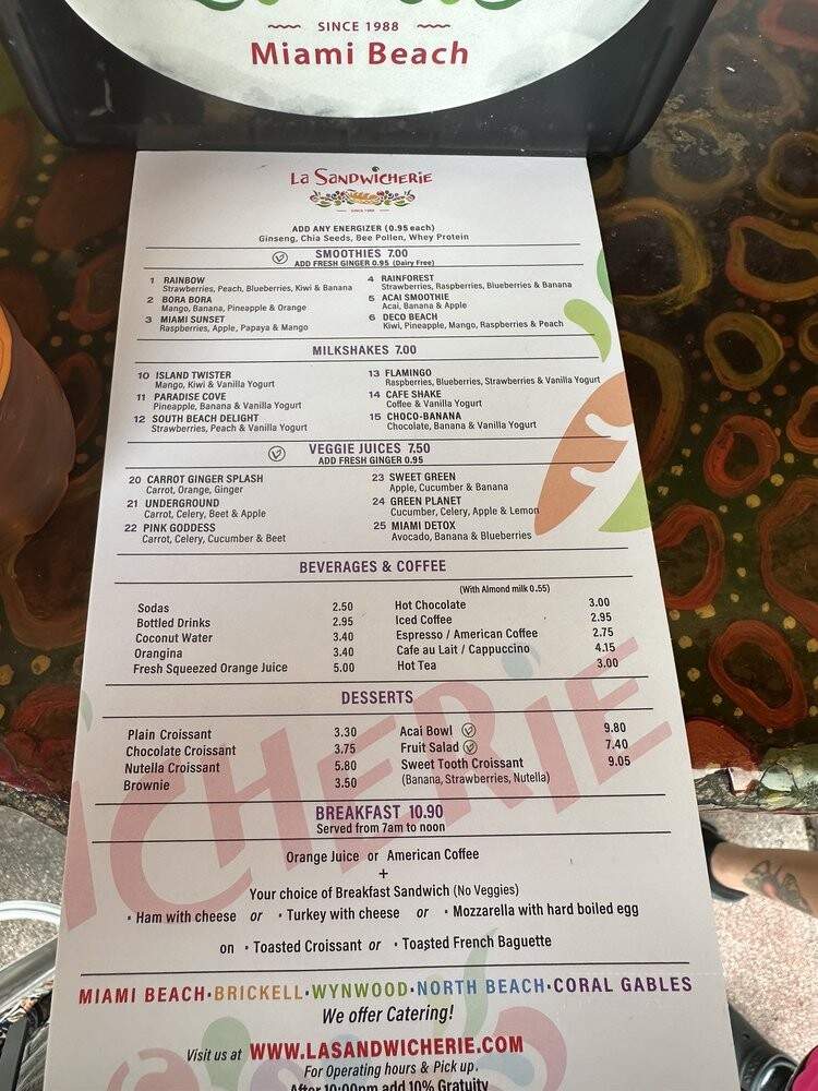 La Sandwicherie - Miami Beach, FL menu_pic