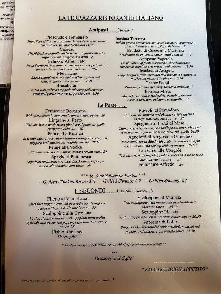 La Terrazza Restaurant - Tampa, FL menu_pic