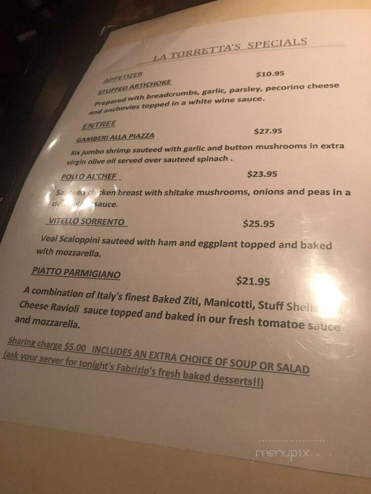 La Torretta Italian & Pizza - Weston, FL menu_pic