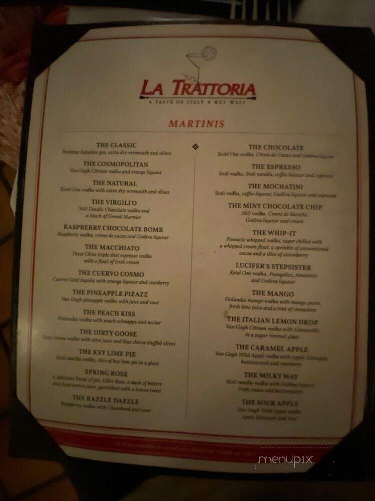La Trattoria Restaurant - Key West, FL menu_pic
