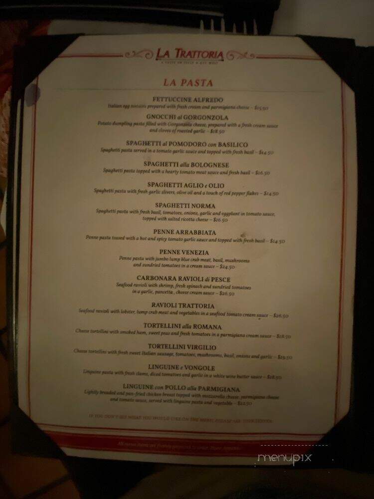 La Trattoria Restaurant - Key West, FL menu_pic