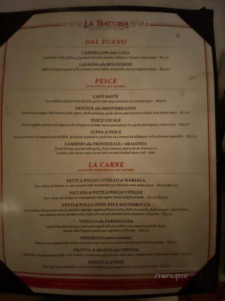 La Trattoria Restaurant - Key West, FL menu_pic