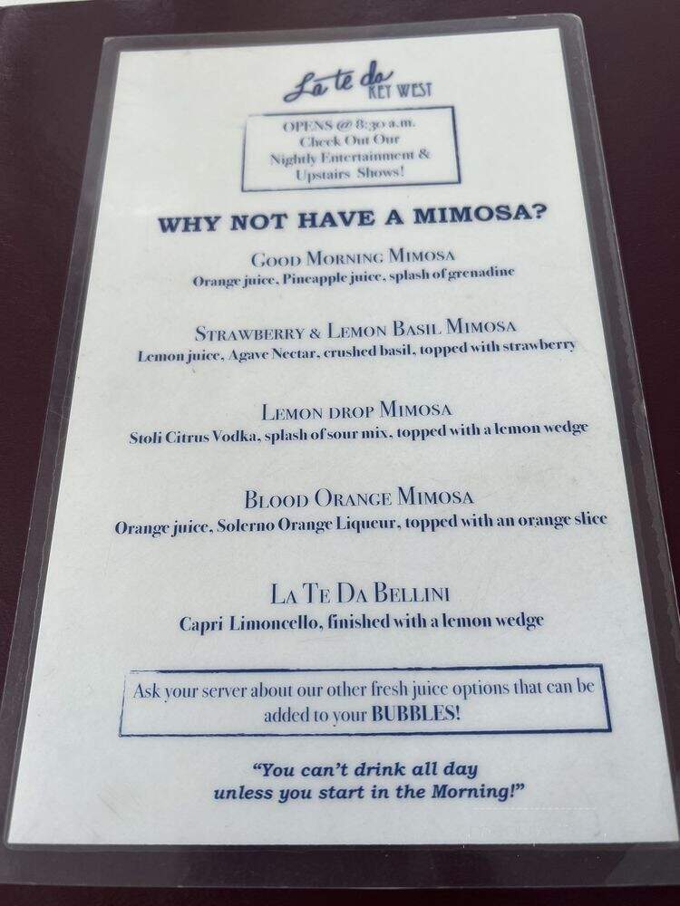 La-Te-Da - Key West, FL menu_pic