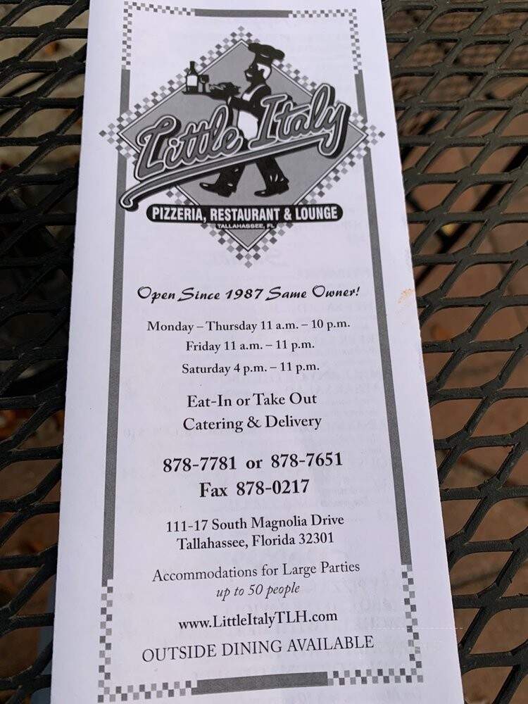 Little Italy Restaurant & Lounge - Tallahassee, FL menu_pic