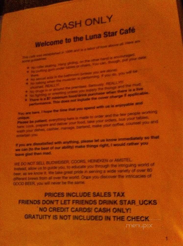 Luna Star Cafe - North Miami, FL menu_pic