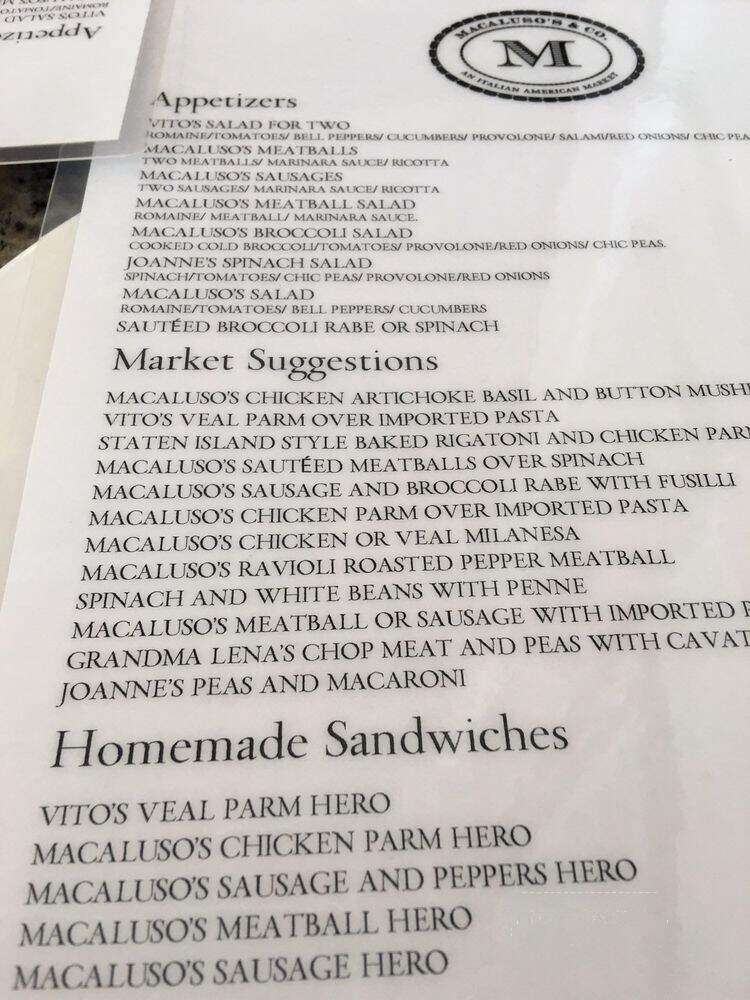 Macaluso's Restaurants - Miami, FL menu_pic