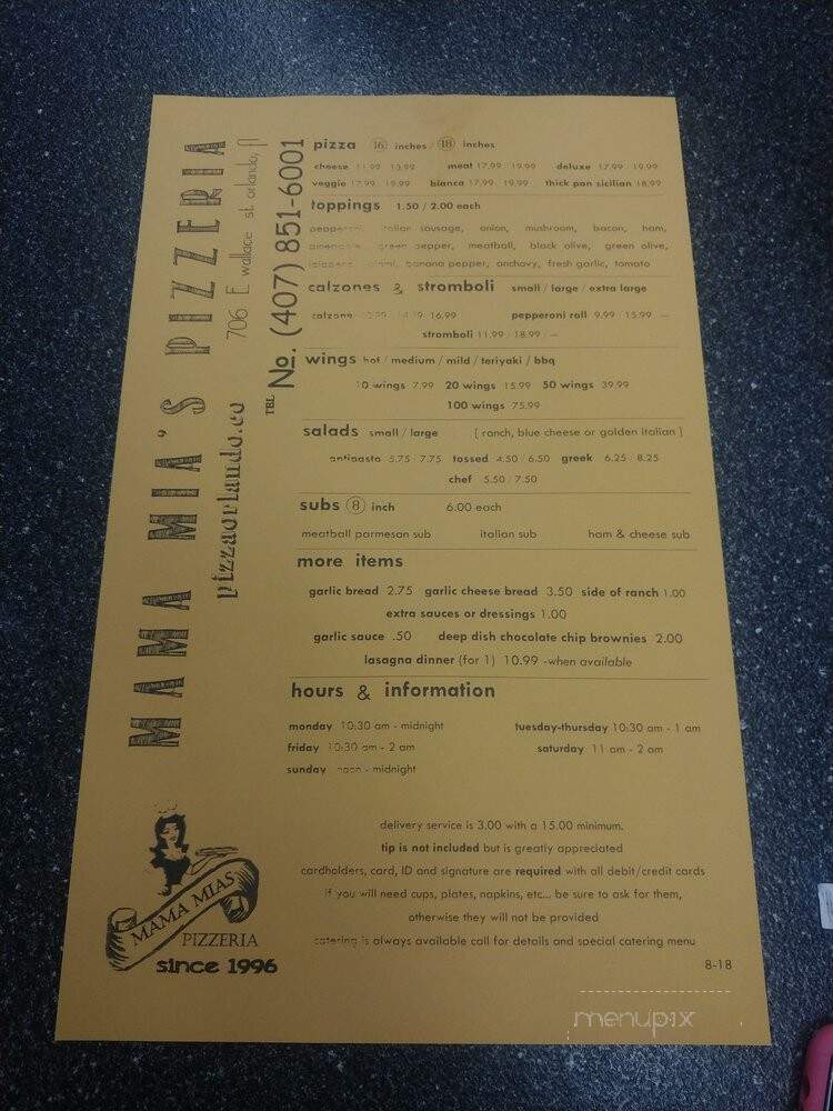 Mama Mia's Pizzeria - Orlando, FL menu_pic