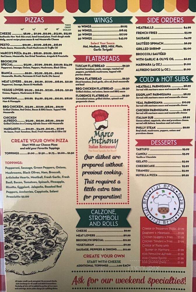 Marco Anthony Italian Restaurant - Ocoee, FL menu_pic