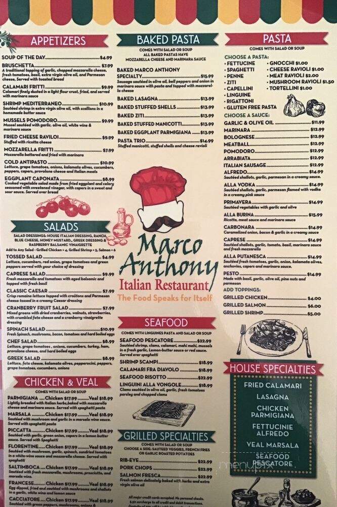 Marco Anthony Italian Restaurant - Ocoee, FL menu_pic