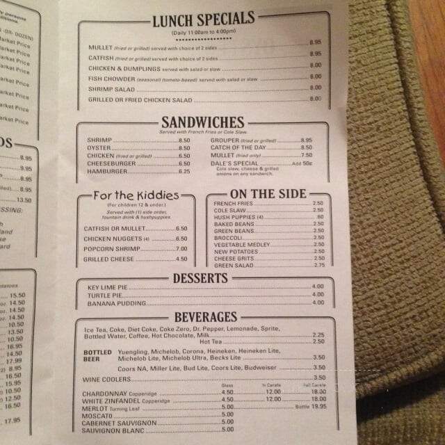 Marina Oyster Barn - Pensacola, FL menu_pic