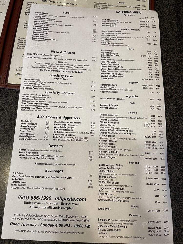Mario Bros Gourmet Pasta - Royal Palm Beach, FL menu_pic