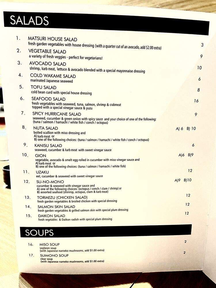 Matsuri Japanese Restaurant - Miami, FL menu_pic