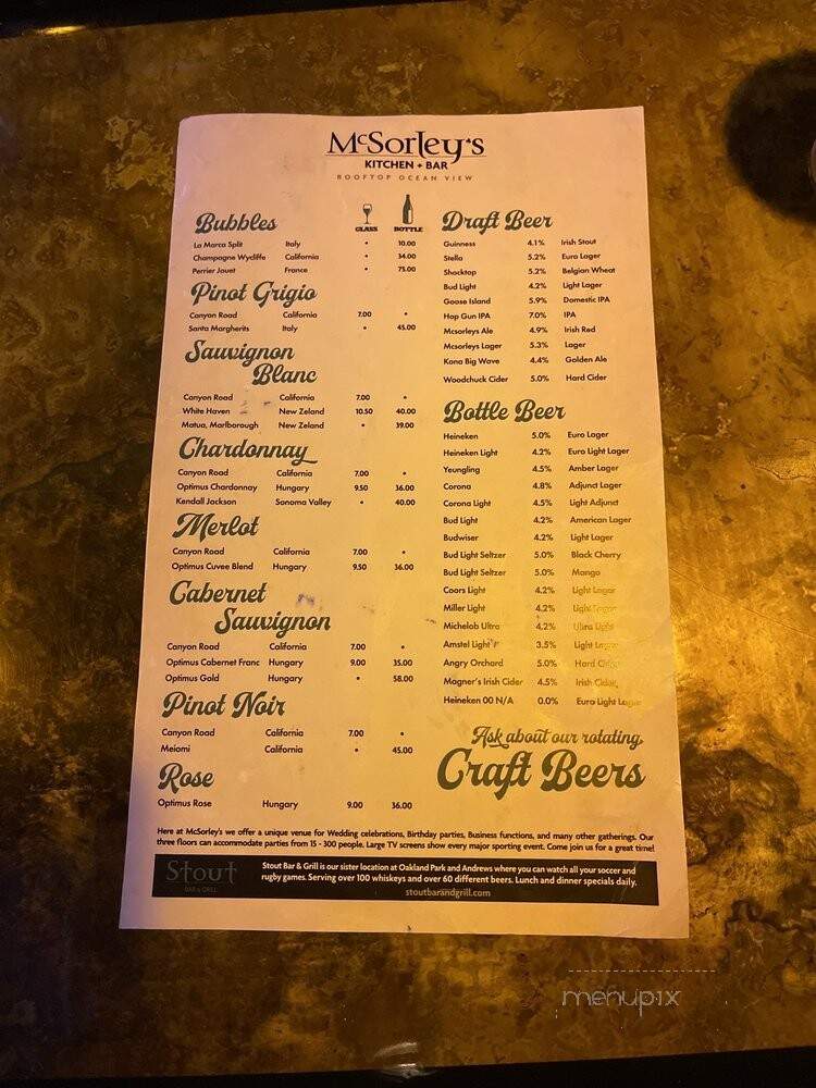 McSorley's Beach Bar & Grill - Fort Lauderdale, FL menu_pic
