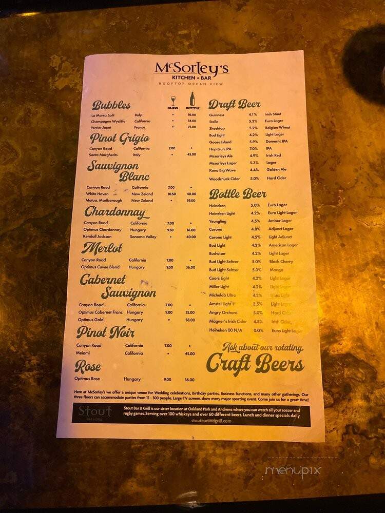McSorley's Beach Bar & Grill - Fort Lauderdale, FL menu_pic