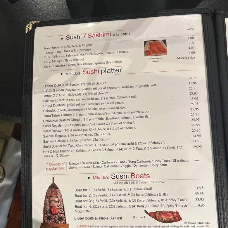 Mikado Japanese Restaurant - Oakland Park, FL menu_pic