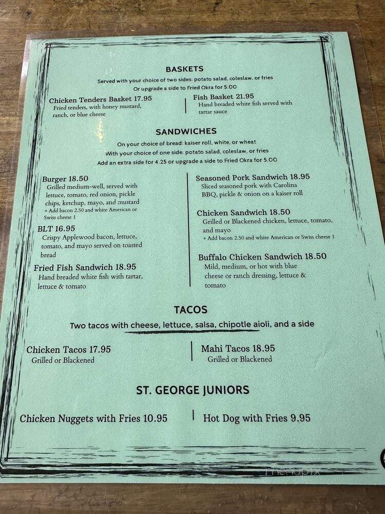 Milltop Tavern - St Augustine, FL menu_pic