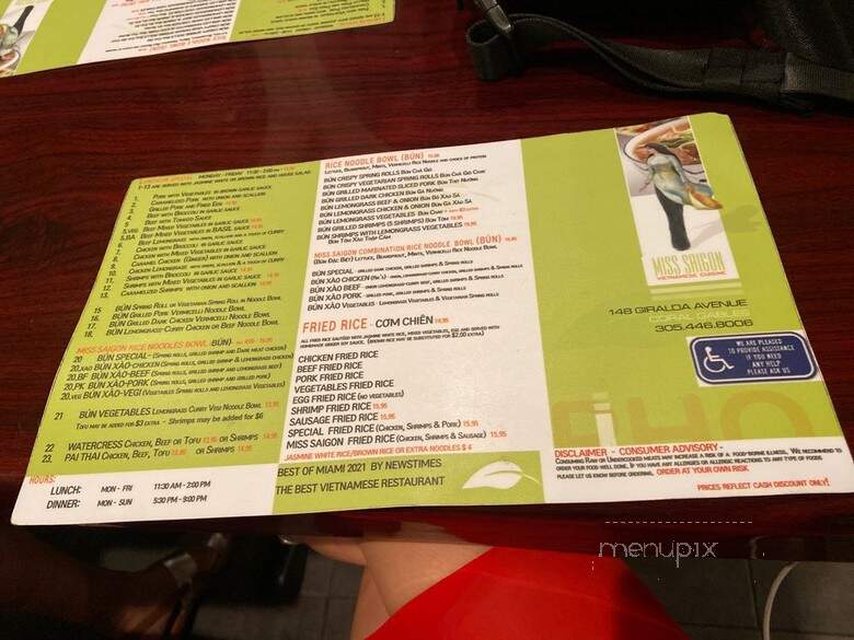 Miss Saigon Bistro - Coral Gables, FL menu_pic