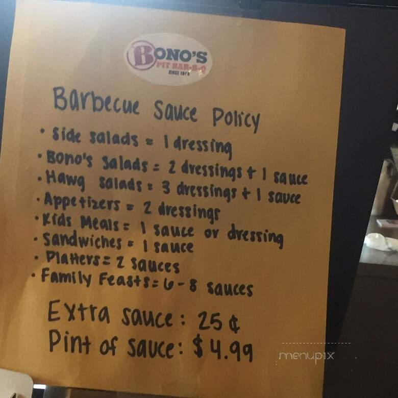 Bono's Barbq - Jacksonville, FL menu_pic