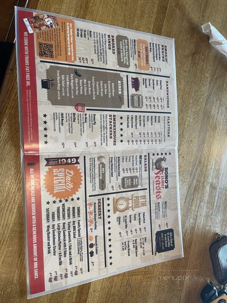 Bono's Pit Bar-B-Q - Jacksonville, FL menu_pic