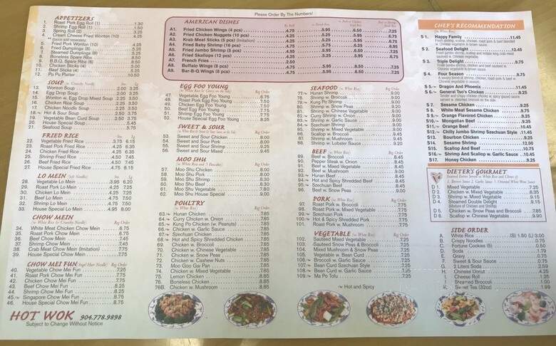 Hot Wok - Jacksonville, FL menu_pic