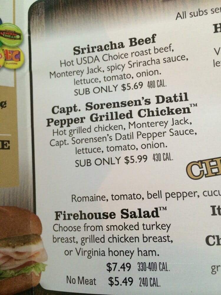 Firehouse Subs - Jacksonville, FL menu_pic