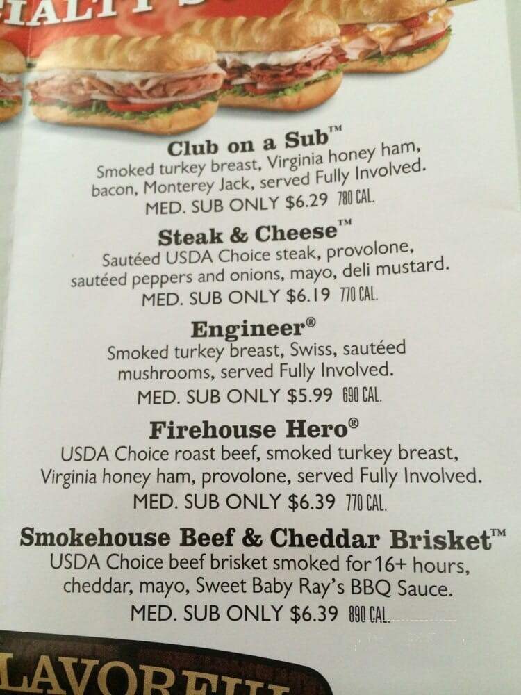 Firehouse Subs - Jacksonville, FL menu_pic