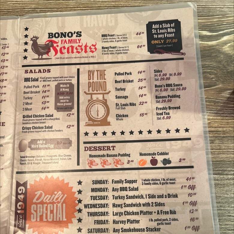 Bono's Pit Bar-B-Q - Jacksonville, FL menu_pic