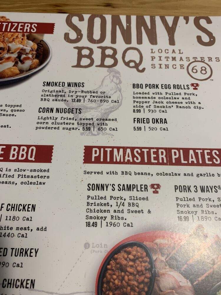 Sonny's Real Pit Bar-B-Q - Jacksonville, FL menu_pic
