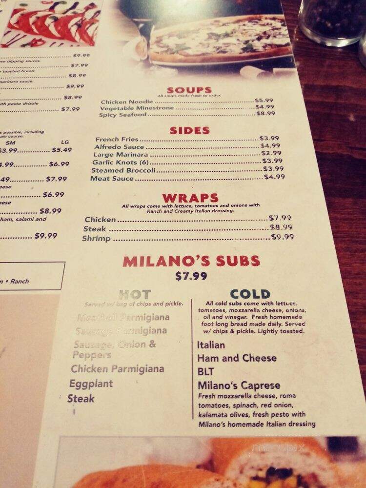 Milano's Italian Restaurant - Jacksonville, FL menu_pic