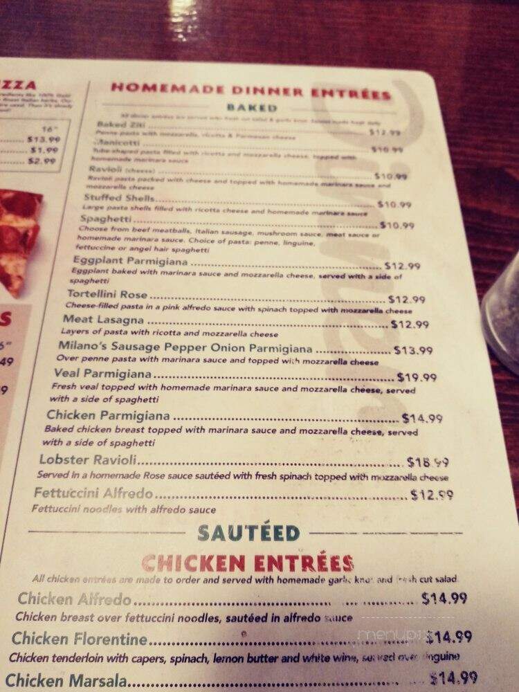 Milano's Italian Restaurant - Jacksonville, FL menu_pic