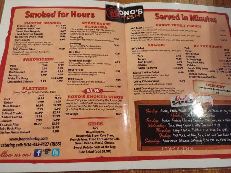Bono's Pit Bar-B-Q & Catering - Jacksonville, FL menu_pic