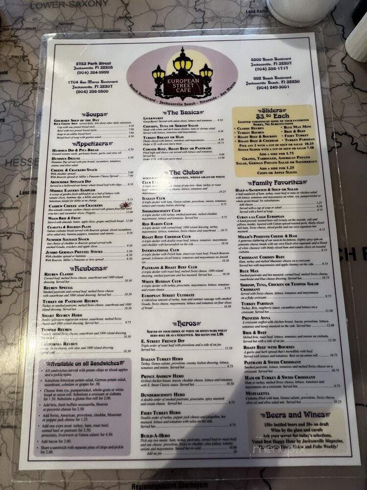 European Street Cafe - Jacksonville, FL menu_pic