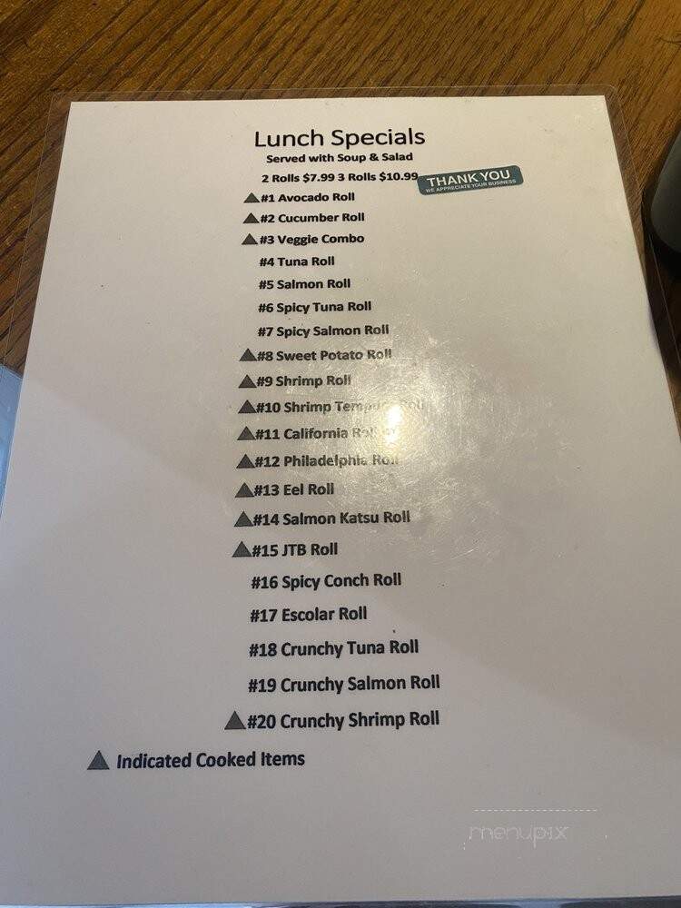 Wasabi - Jacksonville, FL menu_pic