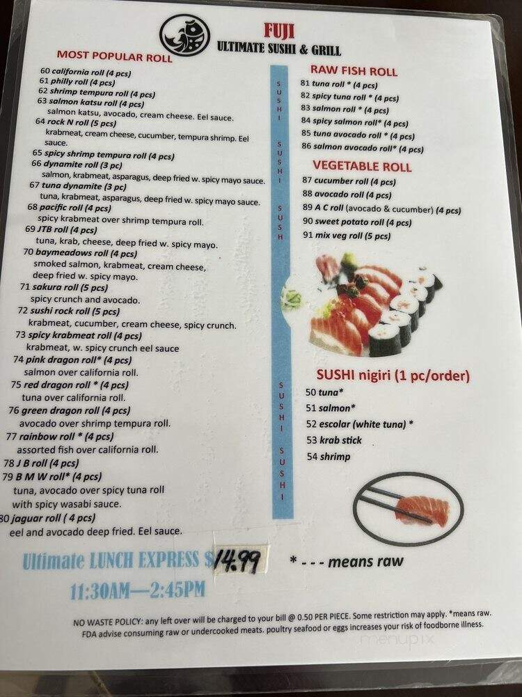 Fuji Sushi - Jacksonville, FL menu_pic