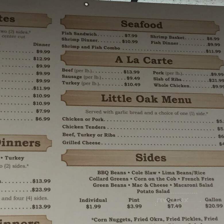 Big Oak - Jacksonville, FL menu_pic