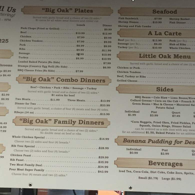 Big Oak - Jacksonville, FL menu_pic