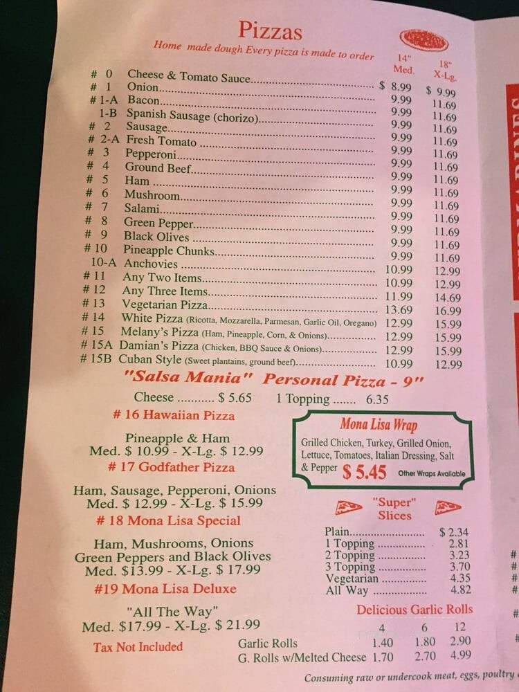 Mona Lisa - Coral Gables, FL menu_pic
