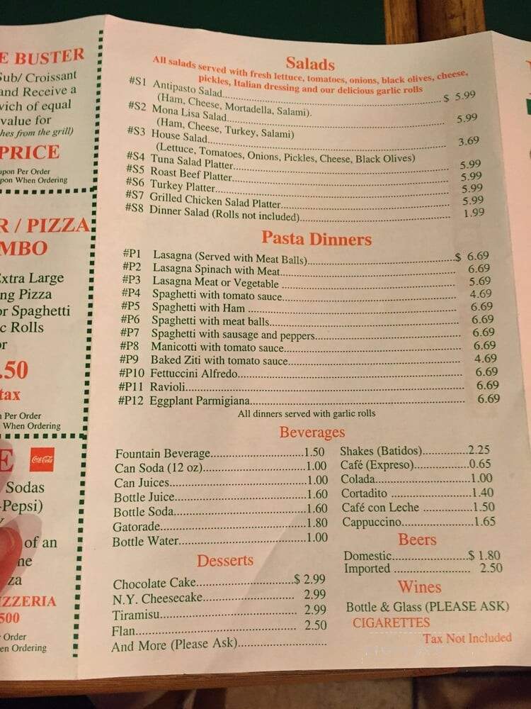 Mona Lisa - Coral Gables, FL menu_pic