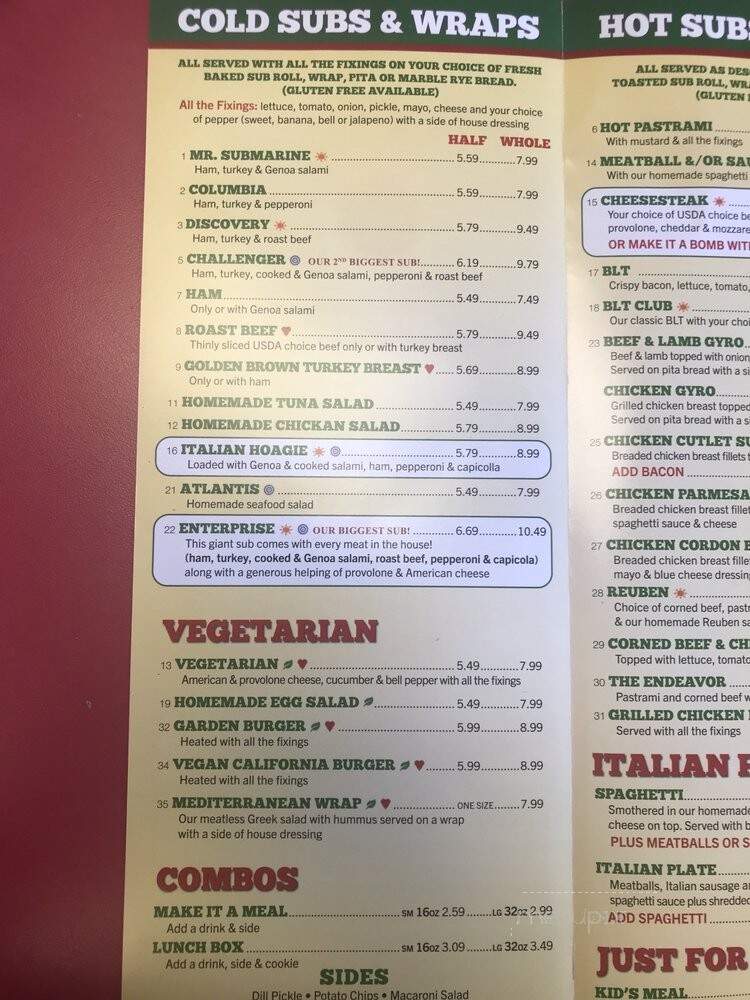 Mr Submarine - Titusville, FL menu_pic