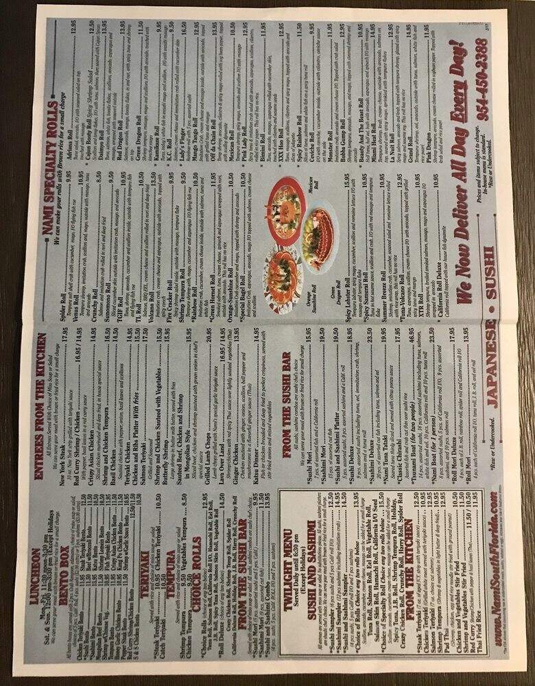 Nami Sushi & Grill - Pembroke Pines, FL menu_pic